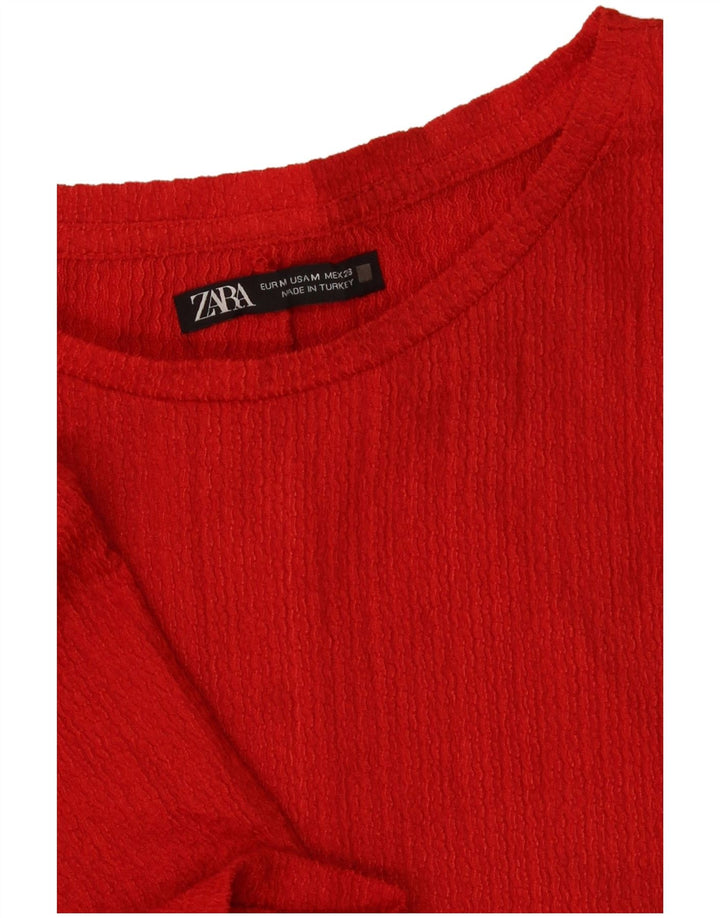 Zara Damen Bluse Top UK 12 Mittelrot