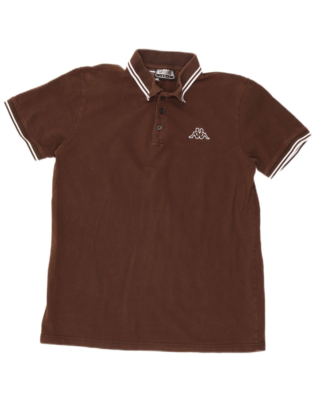 Kappa Herren-Poloshirt, groß, braun gestreift, Baumwolle