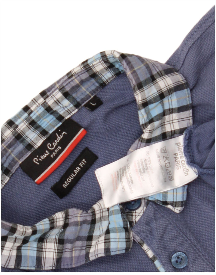 Pierre Cardin Herren-Poloshirt mit normaler Passform, groß, blau kariert, Baumwolle