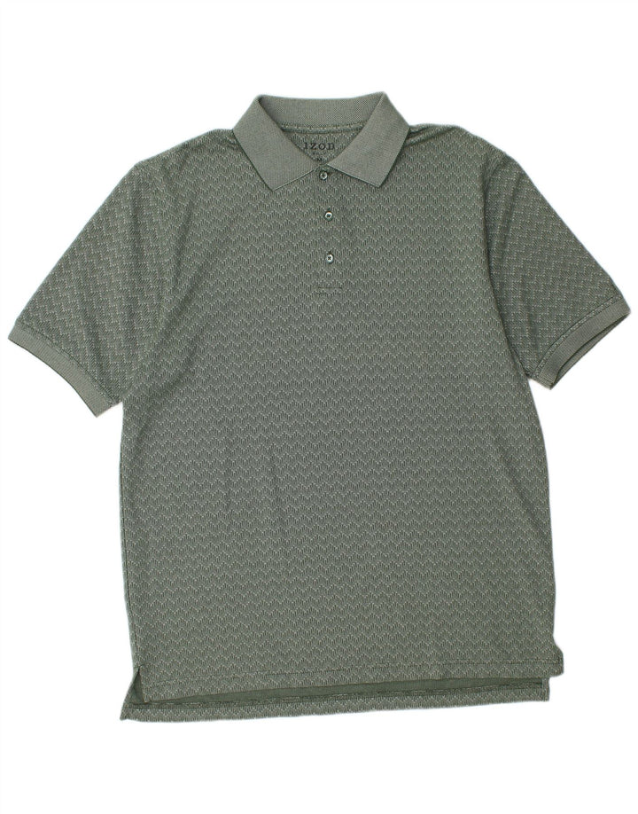 Izod Herren-Poloshirt aus mittelgrüner Chevron-Baumwolle