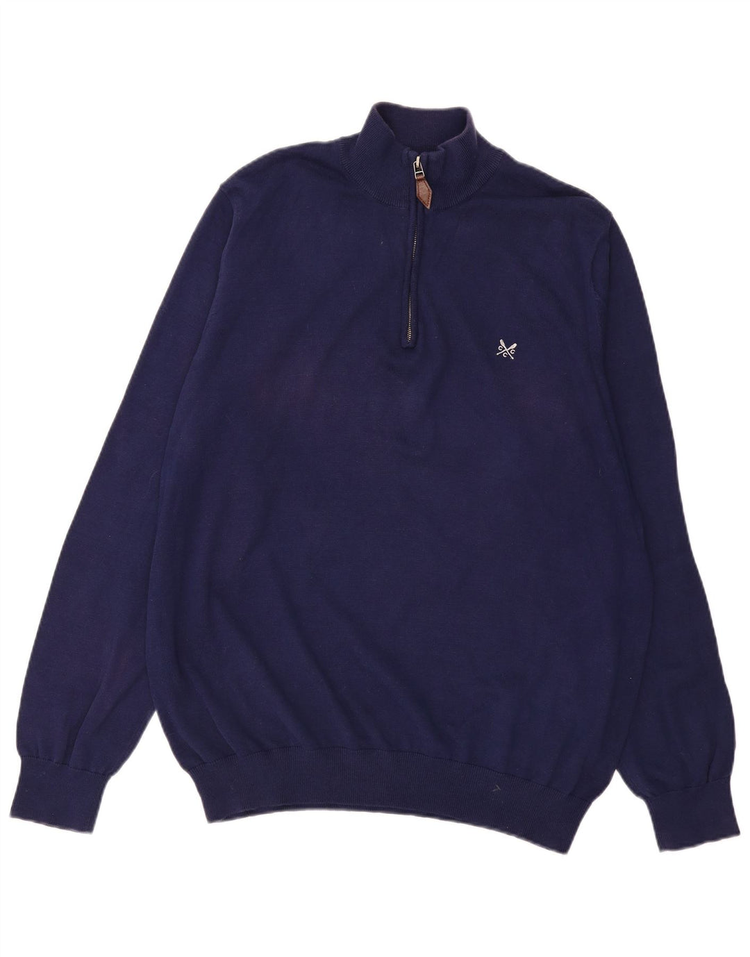 CREW CLOTHING Herren-Pullover mit Reißverschluss am Hals, 3XL, Marineblau, Baumwolle