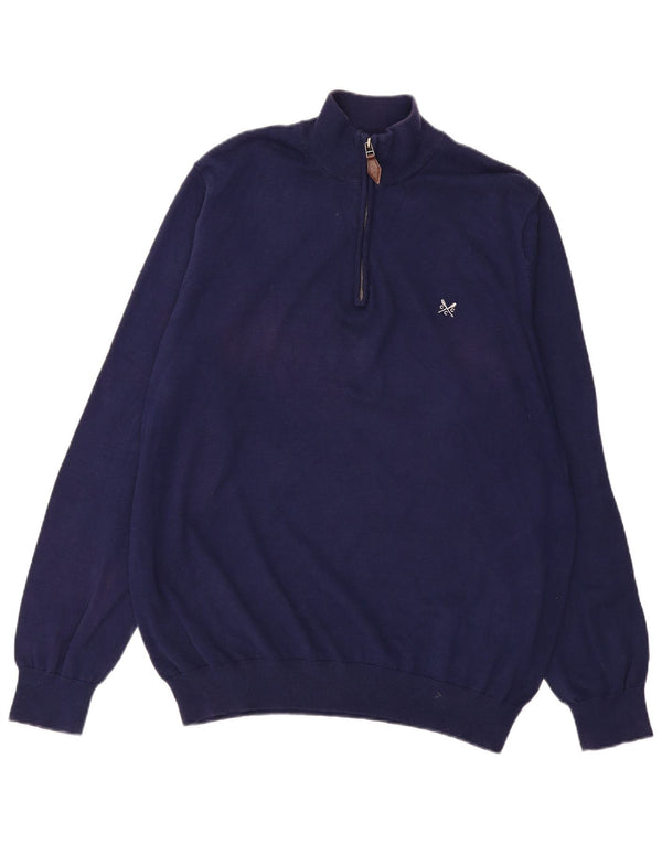 CREW CLOTHING Herren-Pullover mit Reißverschluss am Hals, 3XL, Marineblau, Baumwolle