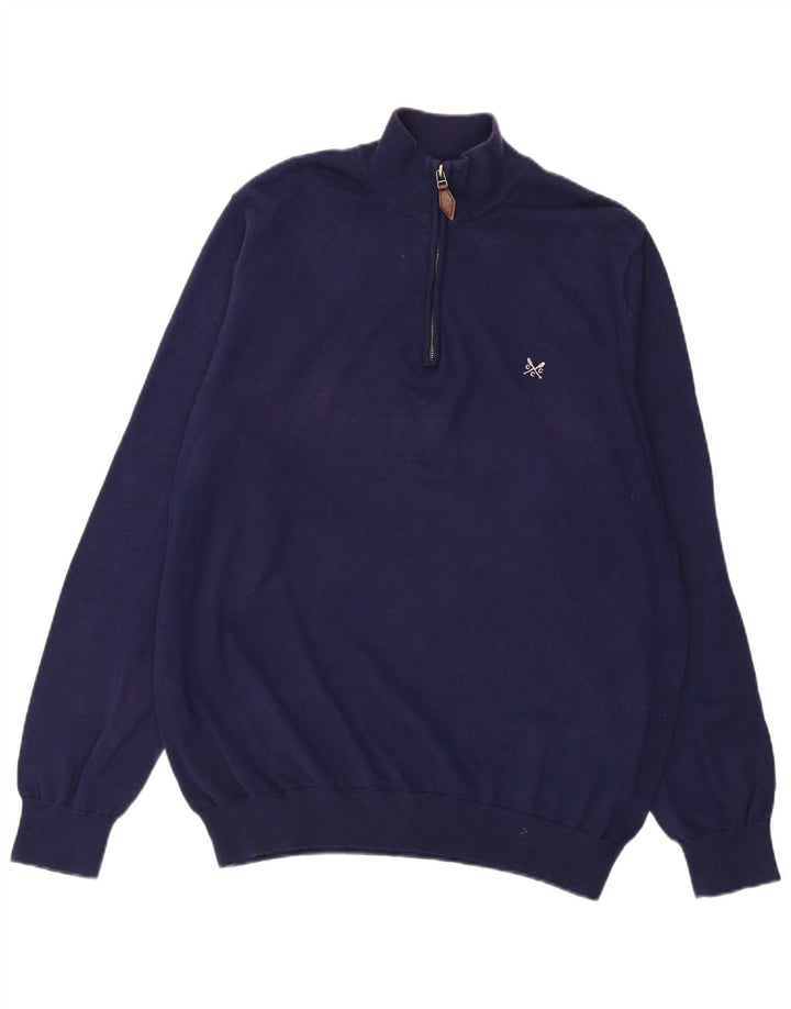 CREW CLOTHING Herren-Pullover mit Reißverschluss am Hals, 3XL, Marineblau, Baumwolle