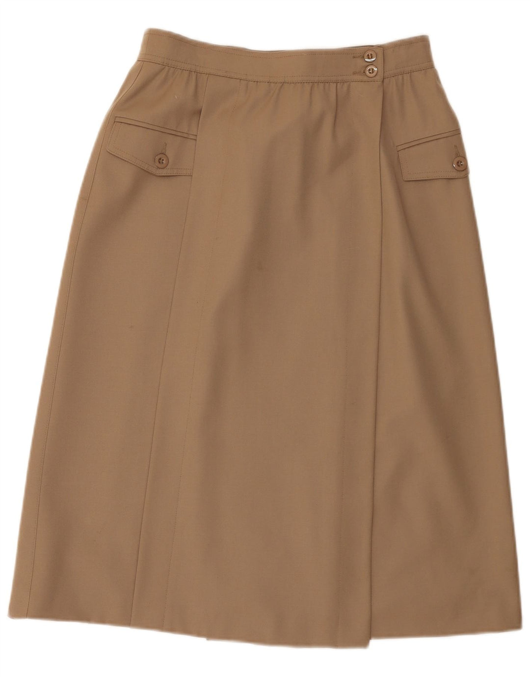 Escada Damen Midi-Wickelrock EU 38 Medium W28 Braune Schurwolle