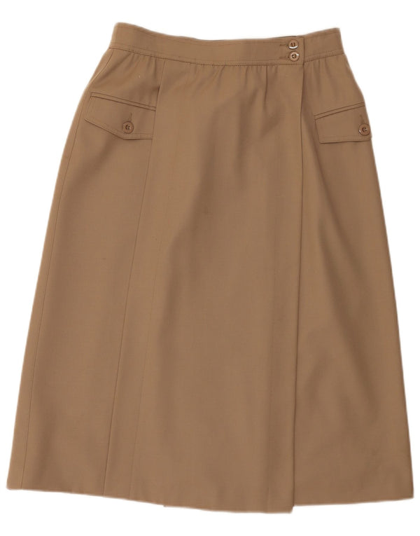 Escada Damen Midi-Wickelrock EU 38 Medium W28 Braune Schurwolle