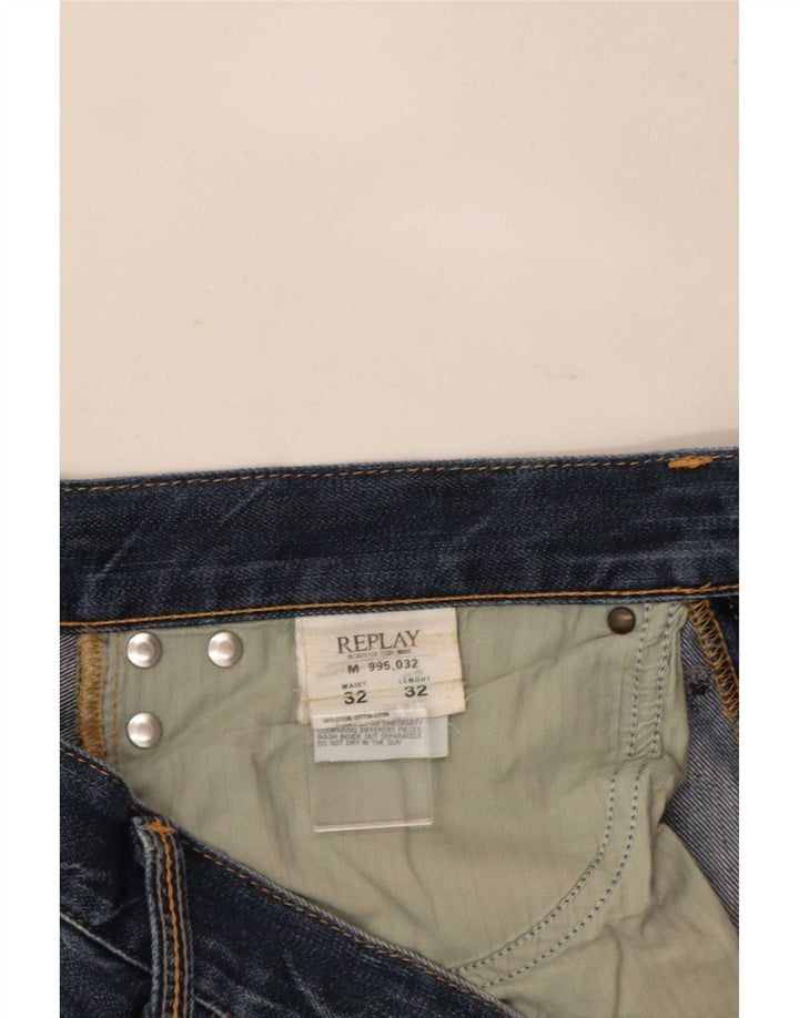 Replay Herren Slim Jeans W32 L32 Blaue Baumwolle