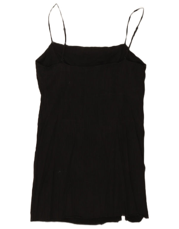 Zara Damen Slip-Kleid UK 14 Large Schwarz Viskose