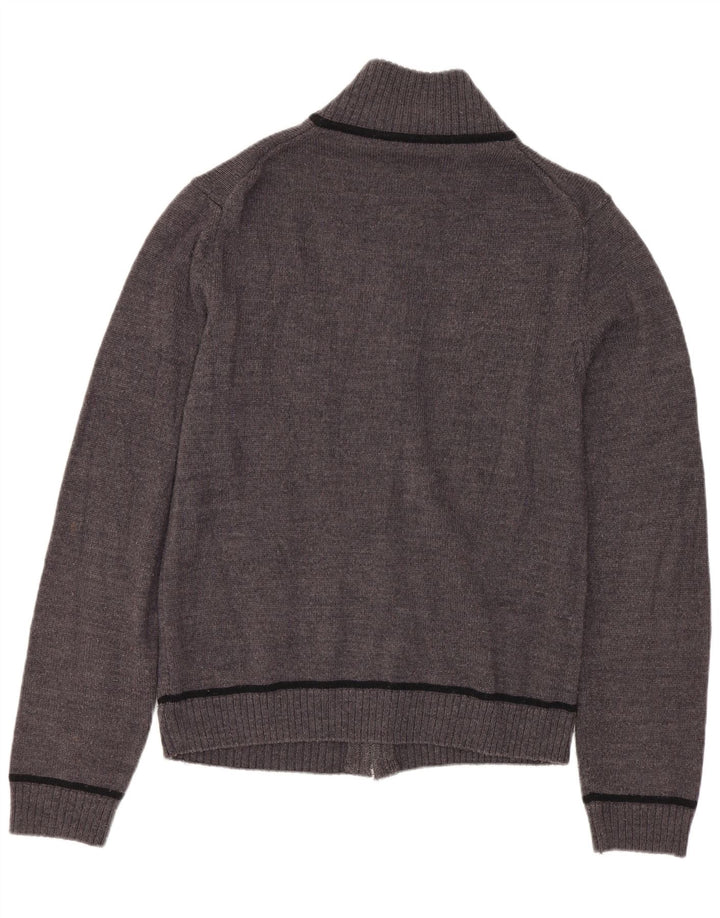 CALVIN KLEIN JEANS Damen Strickjacke UK 10 Small Graue Schurwolle