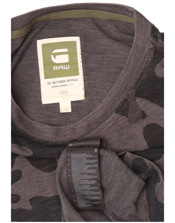 G-Star Herren T-Shirt Top Large Grau Camouflage Baumwolle