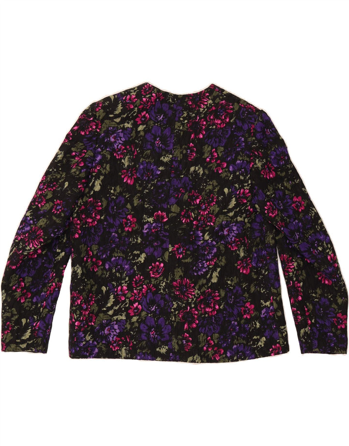 VINTAGE Womens 4 Button Blazer Jacket UK 14 Medium Multicoloured Floral Vintage Vintage and Second-Hand Vintage from Messina Hembry 
