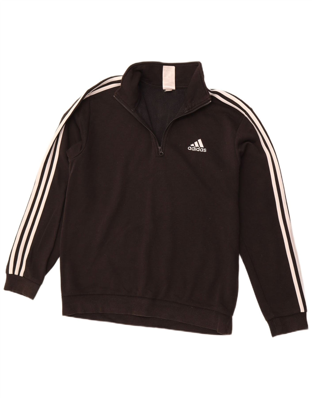 ADIDAS Herren-Sweatshirt mit Reißverschluss am Hals, mittlere schwarze Baumwolle