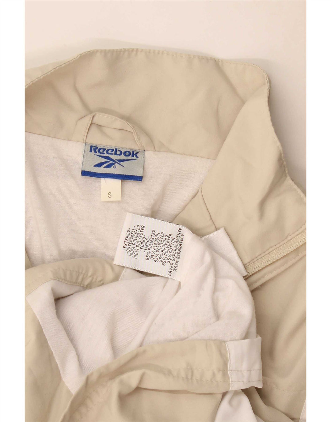 Reebok Damen-Trainingsanzug-Oberteiljacke UK 10 Small Beige Colourblock Polyester