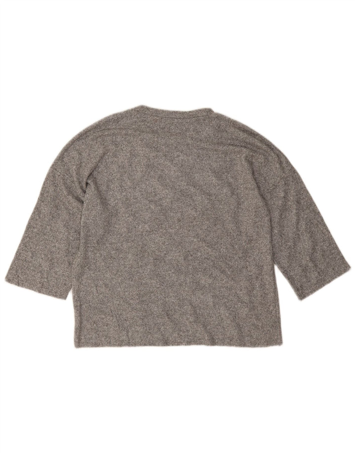 Zara Damen-Oberteil, übergroß, 3/4-Ärmel, UK 10, Größe S, Grau meliert