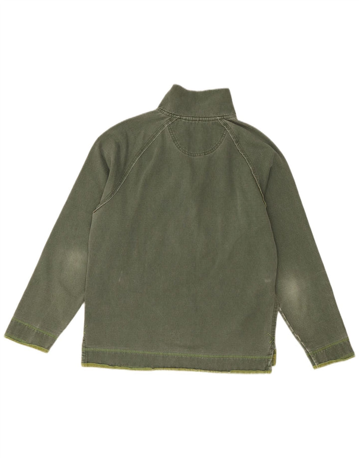 Fat Face Herren-Sweatshirt mit Reißverschluss am Hals, Größe S, grüne Baumwolle