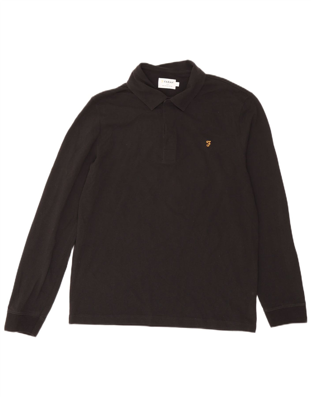Farah Herren-Langarm-Poloshirt, groß, schwarze Baumwolle