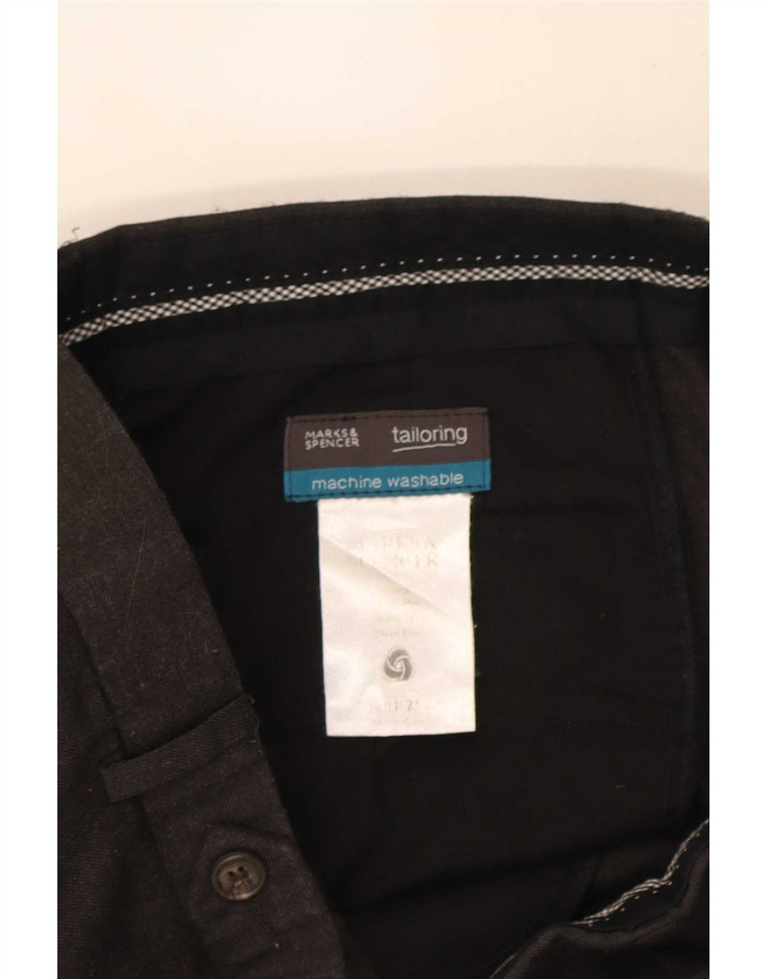 Gerade Herren-Anzughose von Marks & Spencer, W34, L31, schwarze Wolle