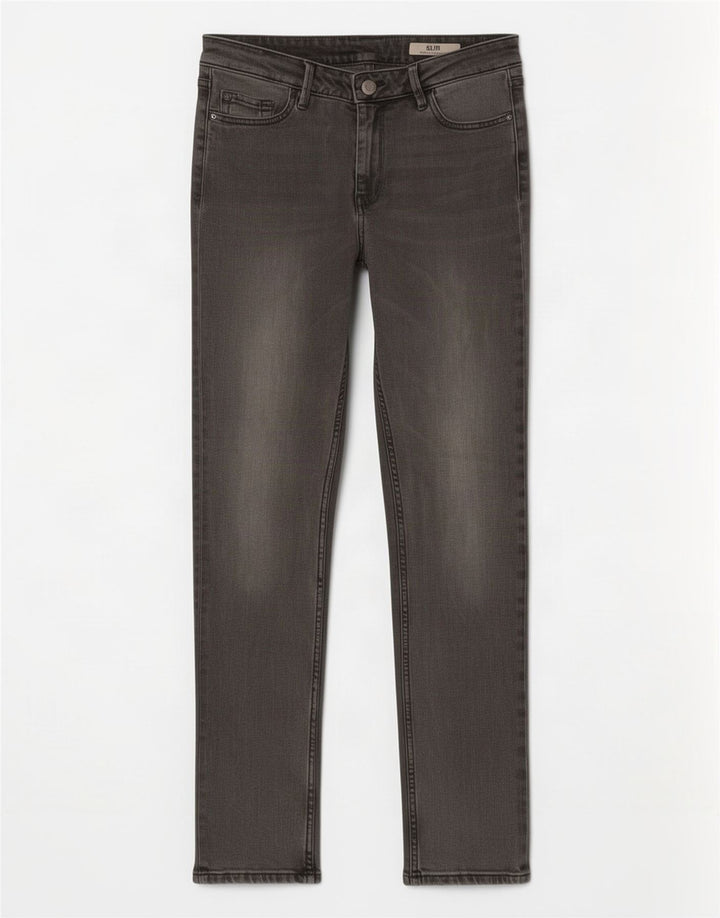Marks & Spencer Damen Slim Jeans UK 10 Small W27 L29 Graue Baumwolle