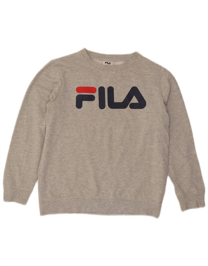 FILA Mens Graphic Sweatshirt Jumper Small Grey Cotton