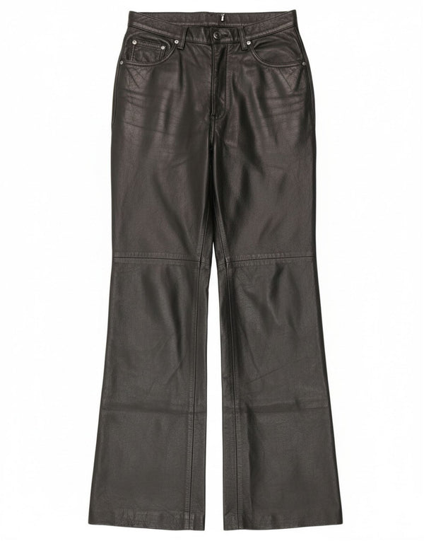 Vintage Damen Bootcut-Lederhose IT 44 Medium W28 L30 Schwarzes Leder