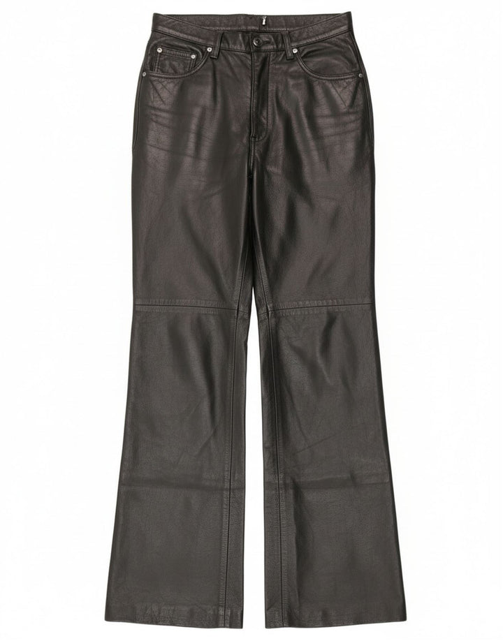 Vintage Damen Bootcut-Lederhose IT 44 Medium W28 L30 Schwarzes Leder