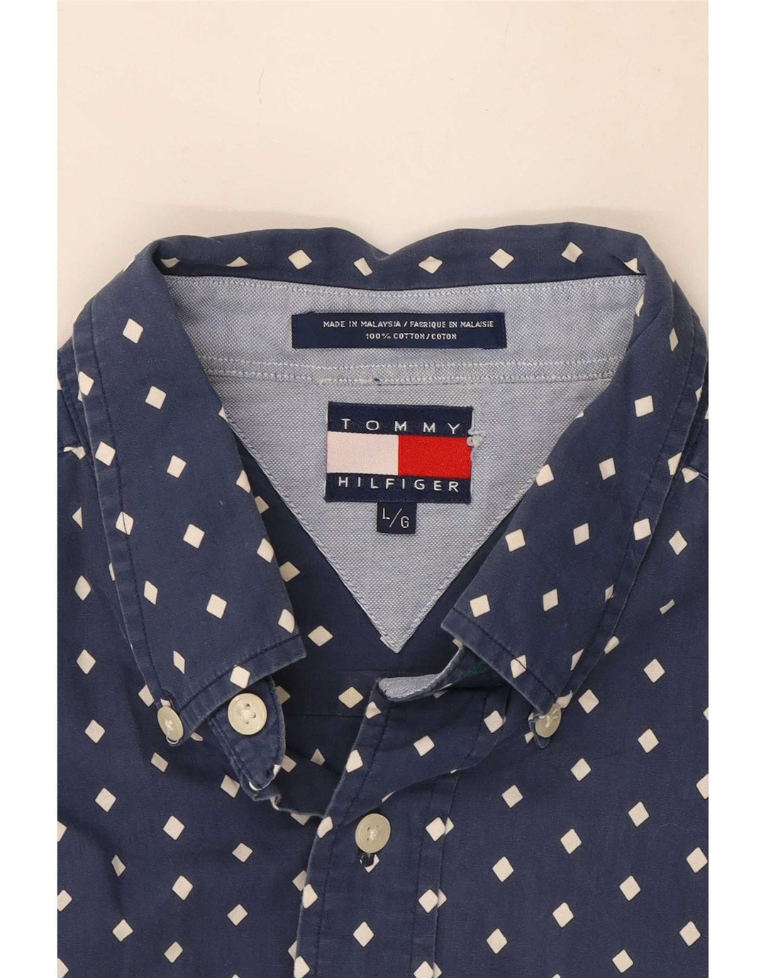 Tommy Hilfiger Herren-Hemd, groß, marineblau gepunktet, Baumwolle