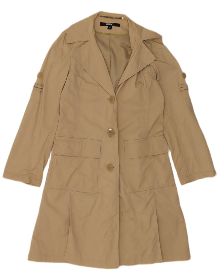 Dkny Damen Übergroßer Trenchcoat UK 6 XS Braune Baumwolle