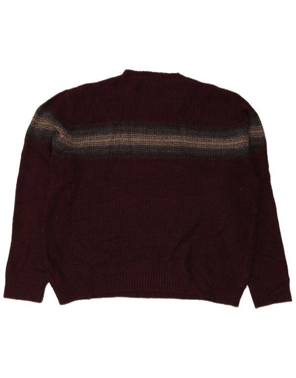 MARKS & SPENCER Herren-Pullover mit Rundhalsausschnitt, 2XL, burgunderfarben, gestreift, Acryl