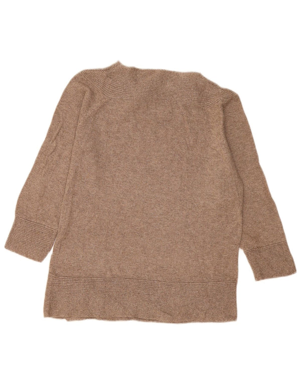 Marks & Spencer Womens Button Neck Jumper Sweater UK 14 Medium Beige