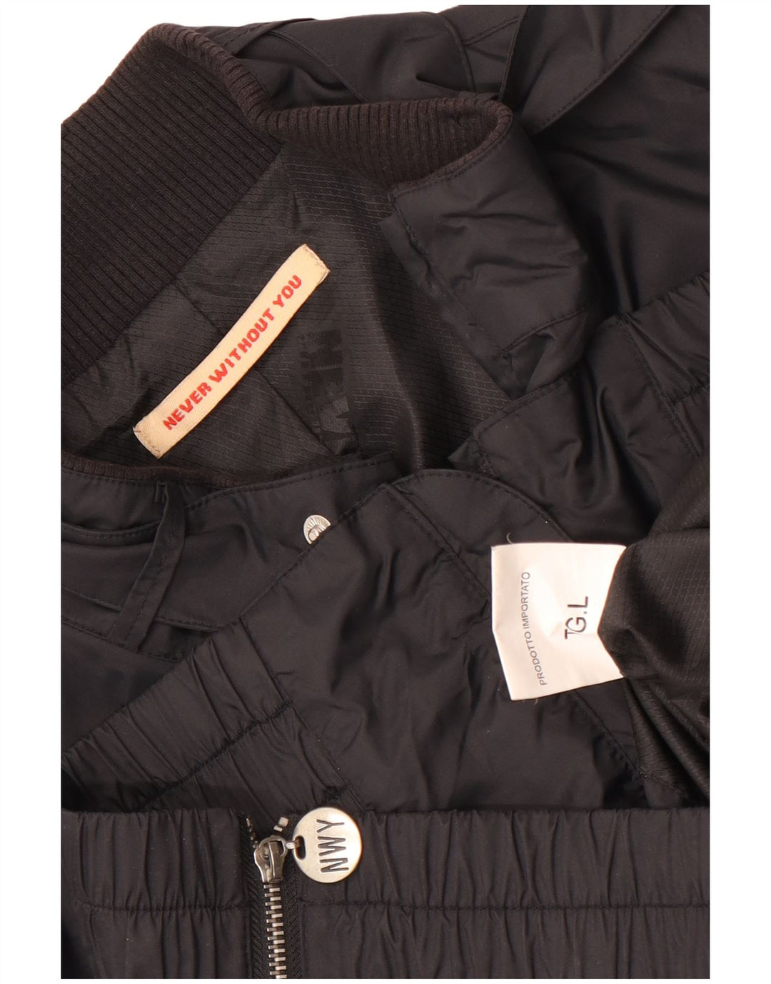 Vintage Herren Graphic Utility Jacke UK 40 Großes schwarzes Nylon