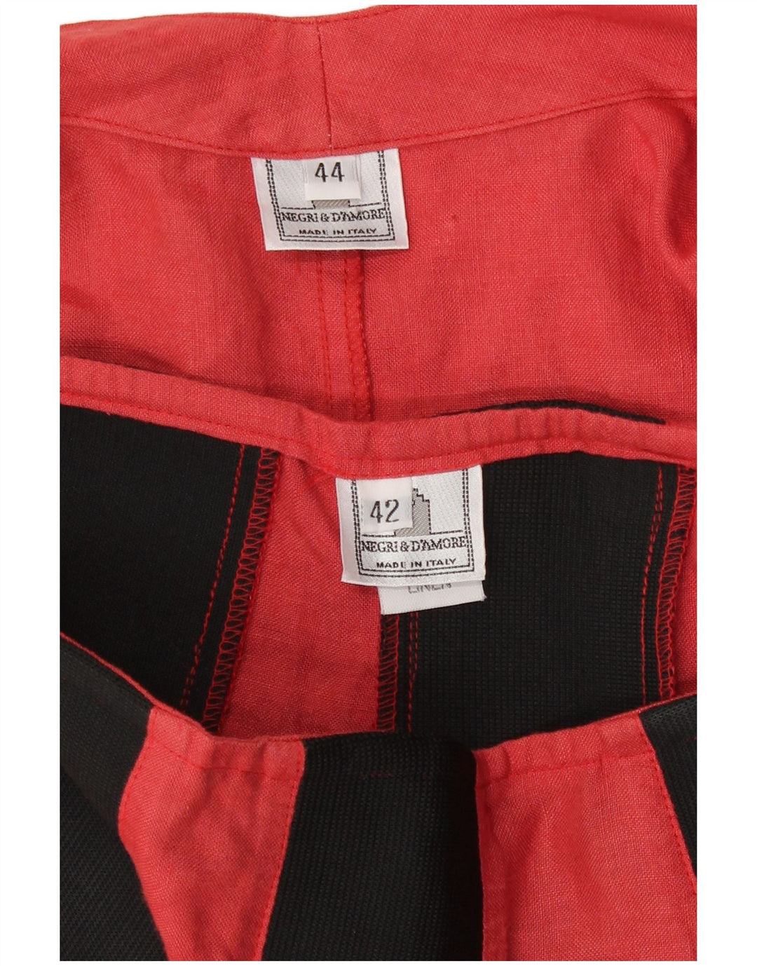 Vintage Damen 2-teiliges Rockset IT 44 Medium W26 Rotes Colourblock-Leinen