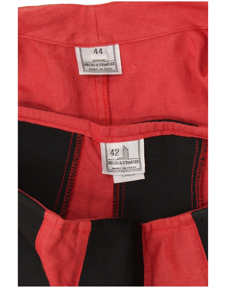 Vintage Damen 2-teiliges Rockset IT 44 Medium W26 Rotes Colourblock-Leinen