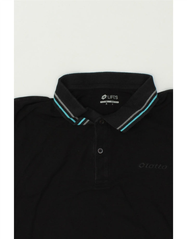 LOTTO Mens Polo Shirt Large Black Cotton Vintage Lotto and Second-Hand Lotto from Messina Hembry 