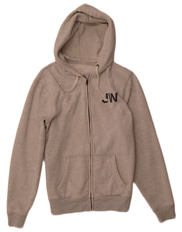 JACK WILLS Herren-Kapuzenpullover mit Reißverschluss, klein, graue Baumwolle
