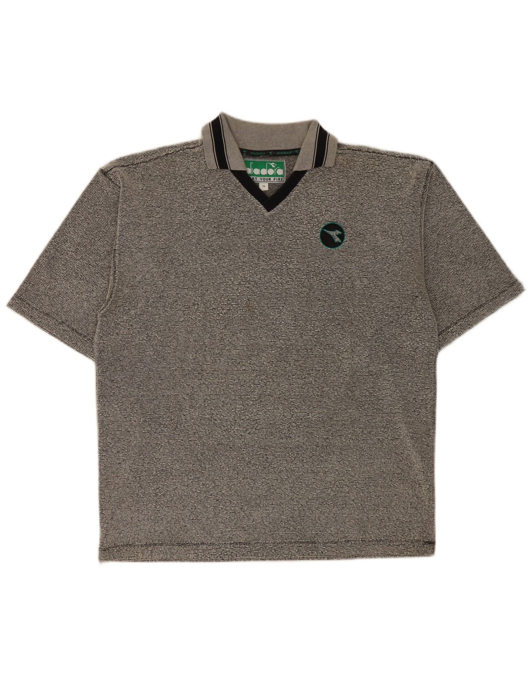 Diadora Herren-Poloshirt aus mittelgrau gestreiftem Polyester