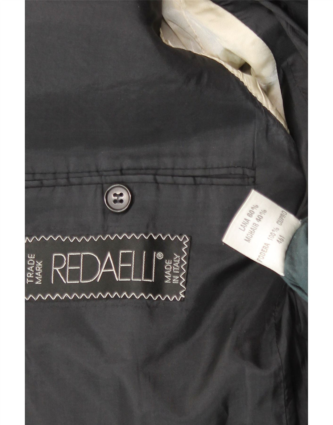 Redaelli Herren-Blazer mit 1 Knopf, UK 40, große schwarze Wolle