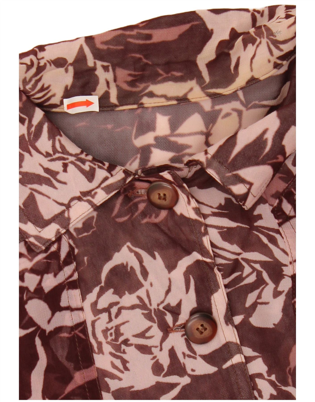 Vintage Damen Crop Shirt Bluse UK 12 Medium Maroon Floral