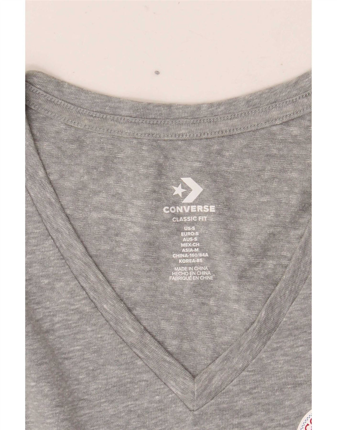 Converse Womens Classic Fit T-Shirt Top UK 10 Small Grau meliert