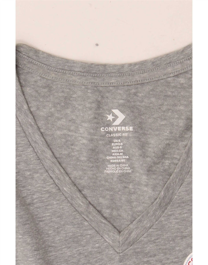 Converse Womens Classic Fit T-Shirt Top UK 10 Small Grau meliert