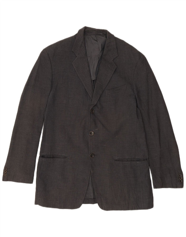 Armani Collezioni Herren-Blazer mit 3 Knöpfen, IT 50, mittelgraues Leinen