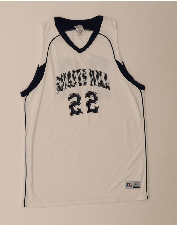 Russell Athletic Herren-Top mit Grafik, groß, weißes Farbblock-Polyester