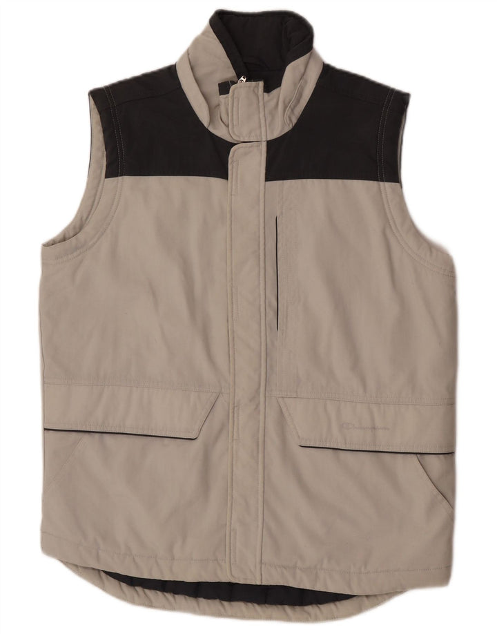 Champion Wattierte Herrenweste UK 36 Small Graues Colourblock-Polyamid