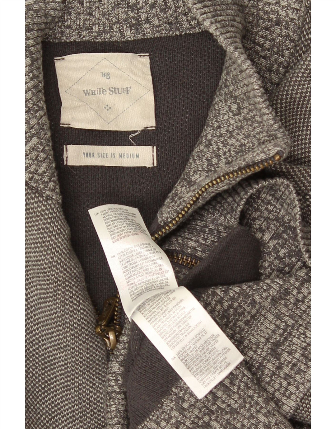 White Stuff Herren-Strickjacke aus mittelgrauer Baumwolle