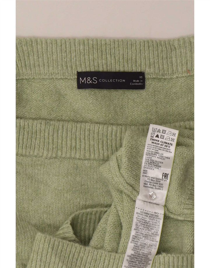 Marks & Spencer Damen-Pullover mit U-Boot-Ausschnitt, Gr. 6, XS, Grün, Polyester