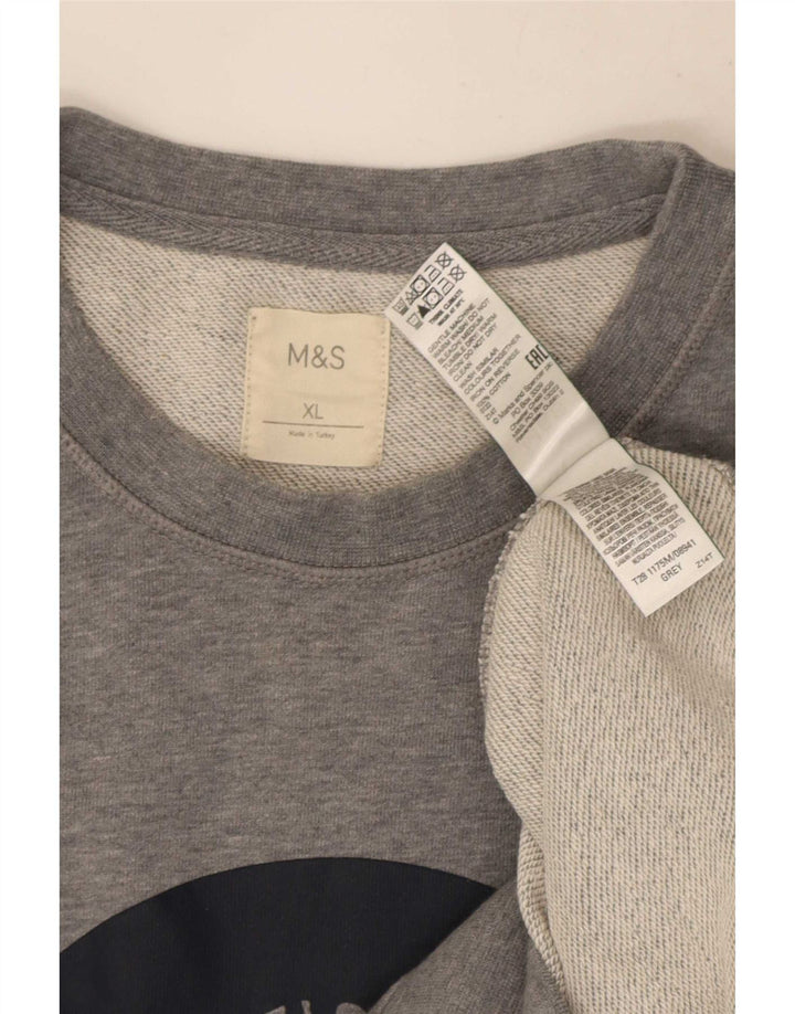 Marks & Spencer Herren-Sweatshirt mit Grafik, XL, graue Baumwolle