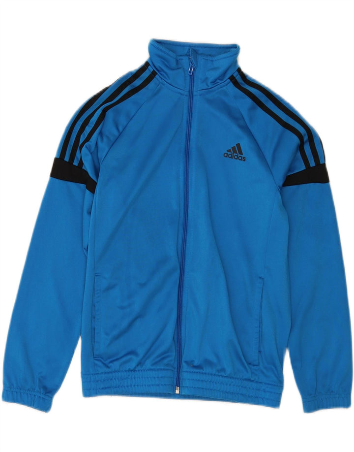 Adidas Jungen-Trainingsanzug-Top-Jacke, 11–12 Jahre, blaues Colourblock-Polyester