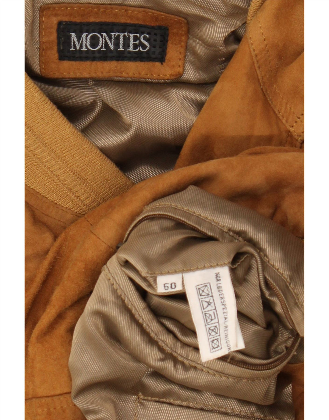 Montes Herren Bomber-Lederjacke UK 42 XL Braunes Leder