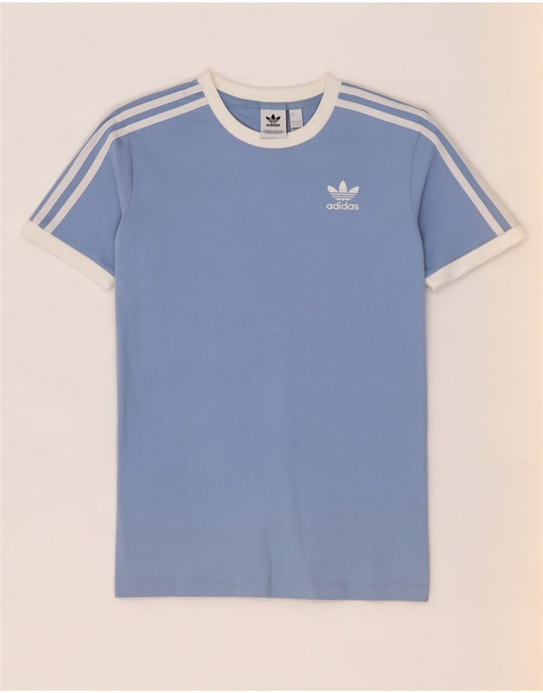 Adidas Damen T-Shirt Top UK 8 Small Blau Baumwolle