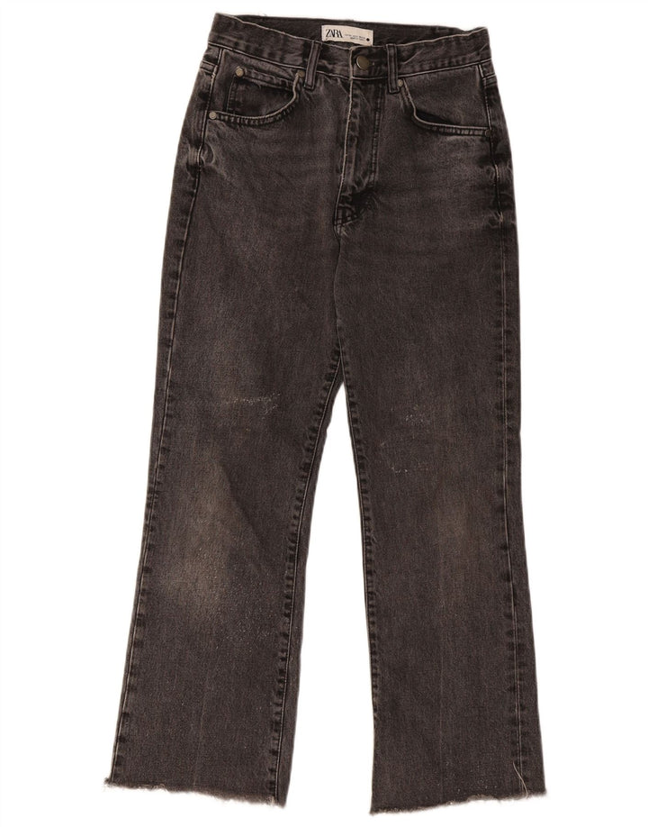 Zara Damen Distressed Straight Jeans EU 34 2XS W24 L26 Grau