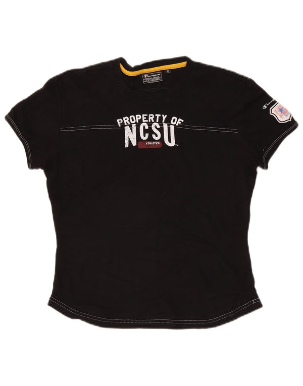 Champion Damen Grafik-T-Shirt-Oberteil UK 18 XL Schwarz
