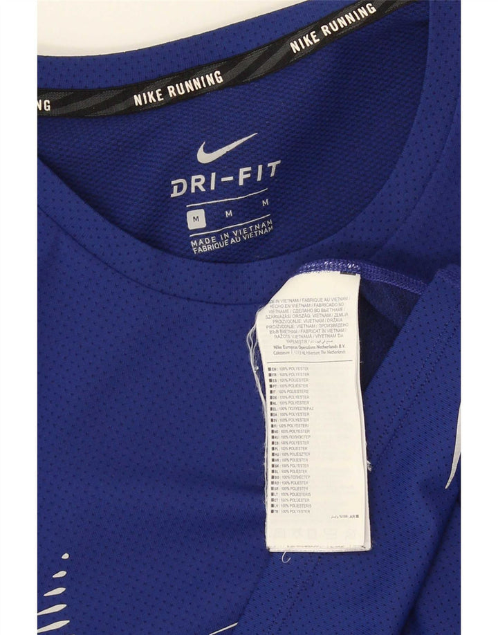 Nike Herren Dri Fit Grafik-T-Shirt-Oberteil aus mittelblauem Polyester